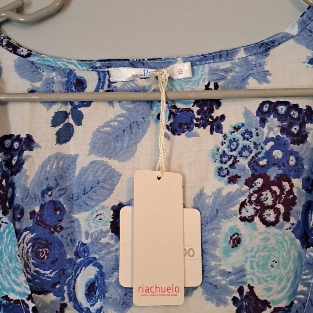 Moda Praia white and blue floral tunic/NWT Fringe Swim Cover - Picture 4 of 6